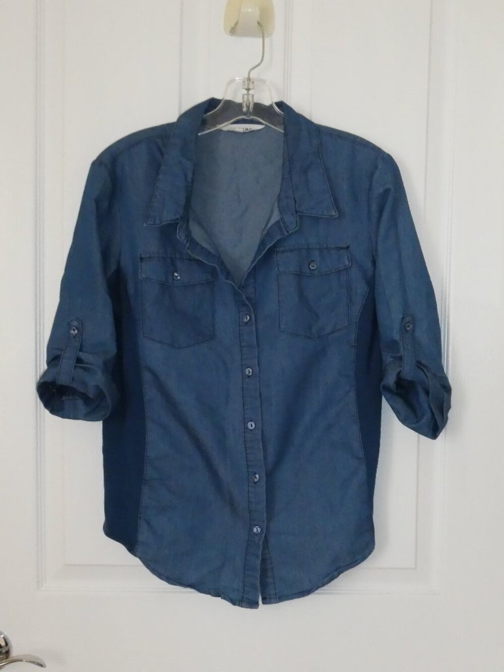 Cavalini Chambray Button Down Shirt Women's Size Large